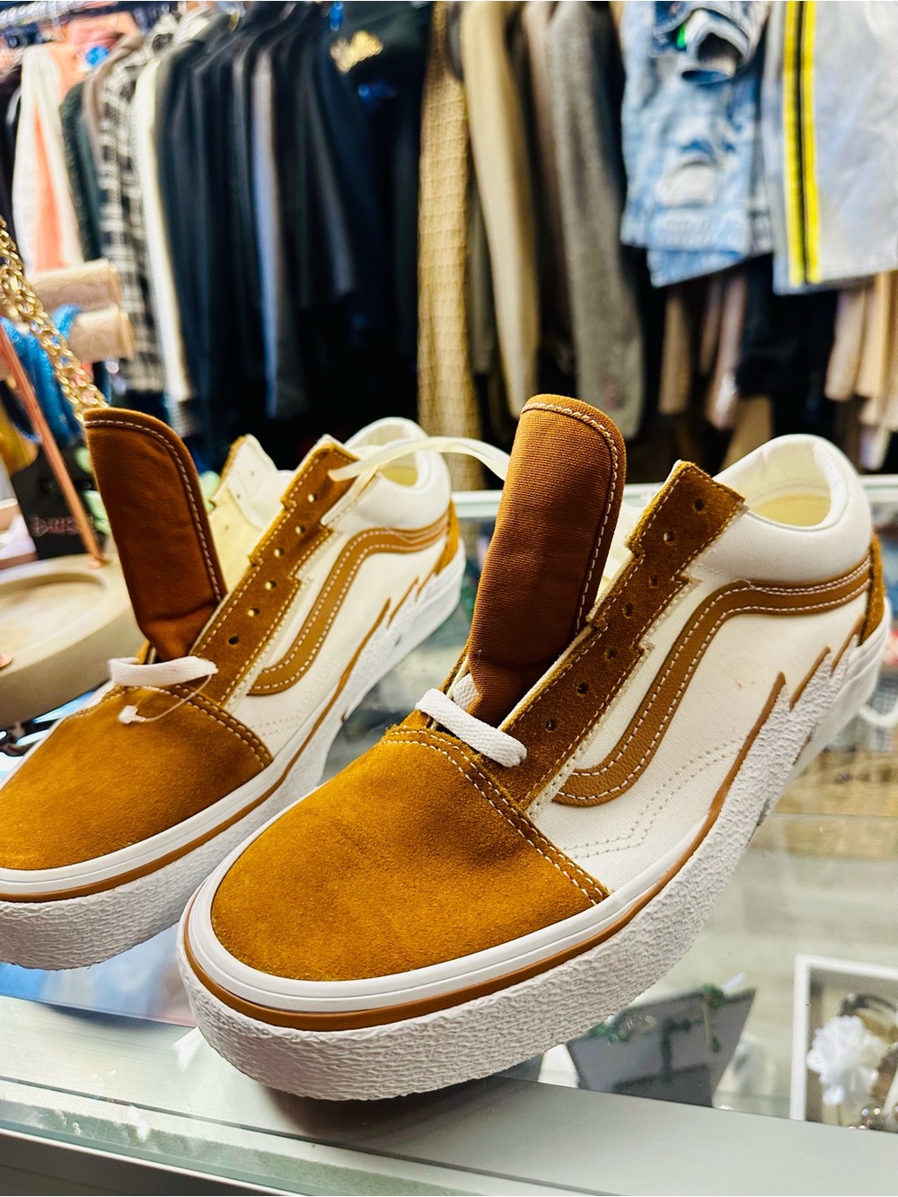 Vans Men's Suede & Canvas Sneaker in Camel and White